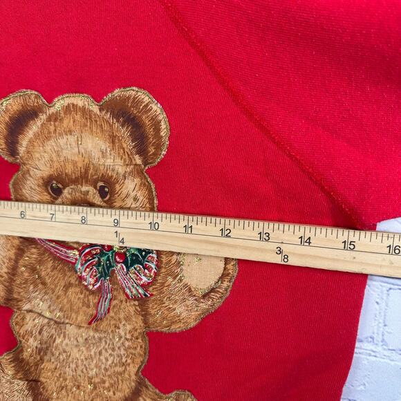 Vintage Teddy Bear Christmas Crew Neck Sweater Red Youth Medium 10/12 - Picture 9 of 9